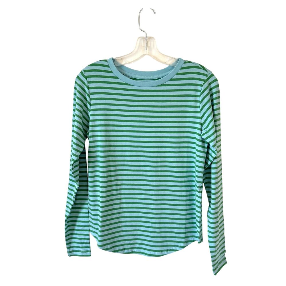Universal Standard Women's Mint & Green Striped Long-Sleeve Tee Rex